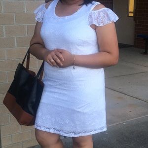 White Lace Half Sleeve Dress